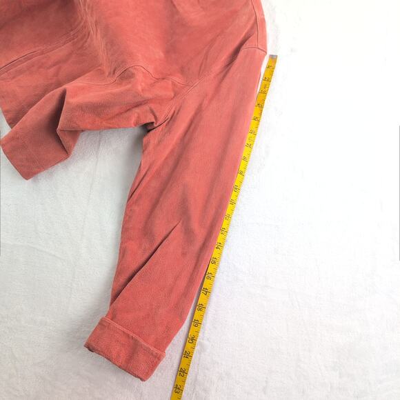 Chico's 100% Leather Moto Jacket Coral Peach Suede Tonal CleanGirl Women's XL - Picture 9 of 9